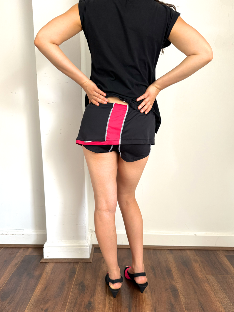 Black & Pink Racer Mini Skort - Size S