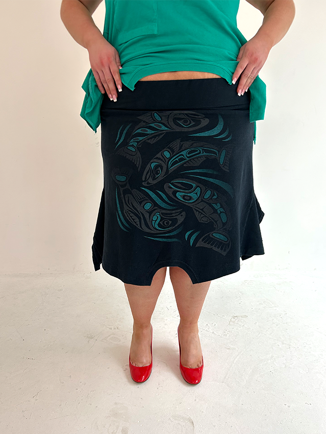 Black/ Teal Swirl T-skirt - Size XXL