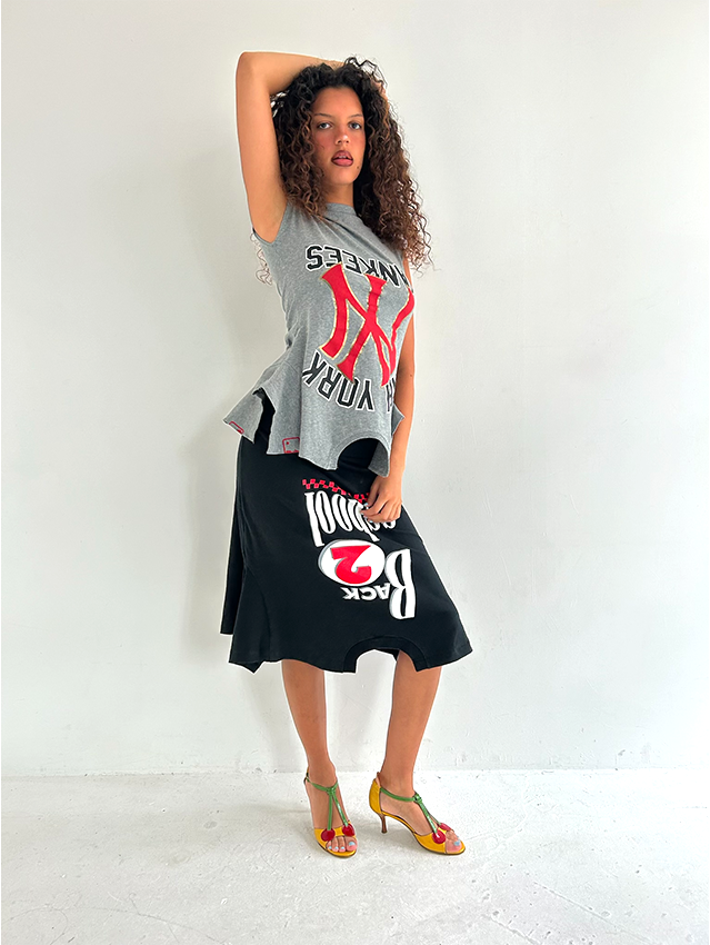 Grey/ Red NY 180 Top - Size S