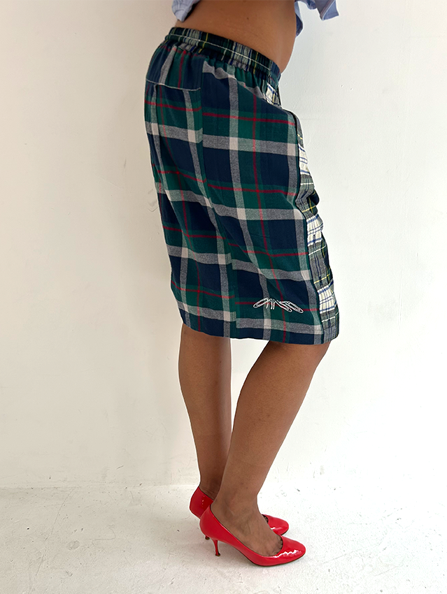 Blue/Green Check Shorts - Size M