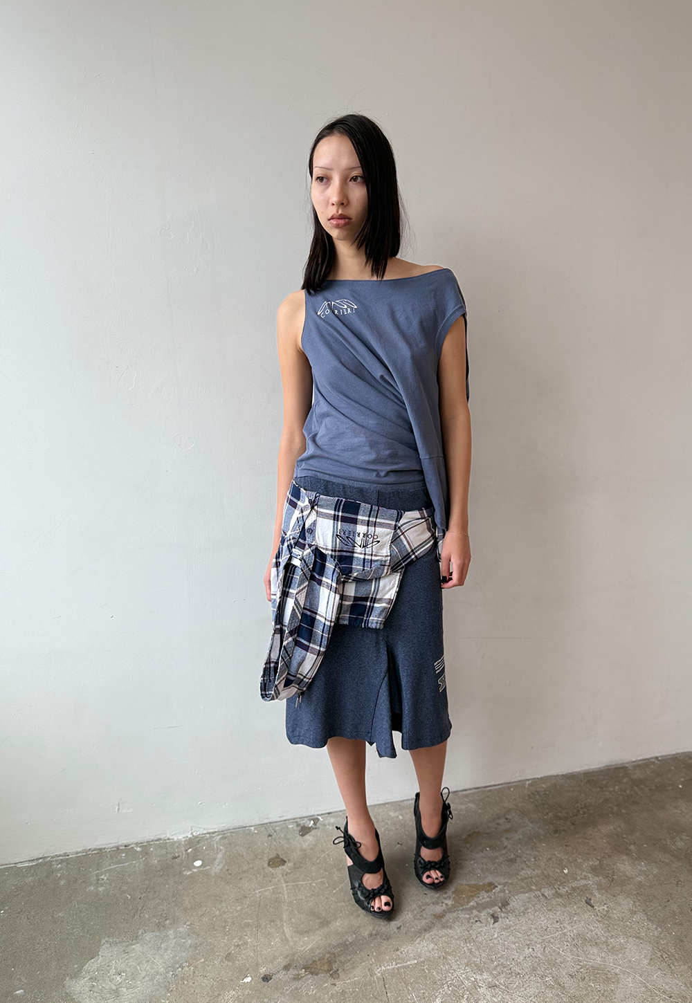 Blue/grey Shift Top - Size S
