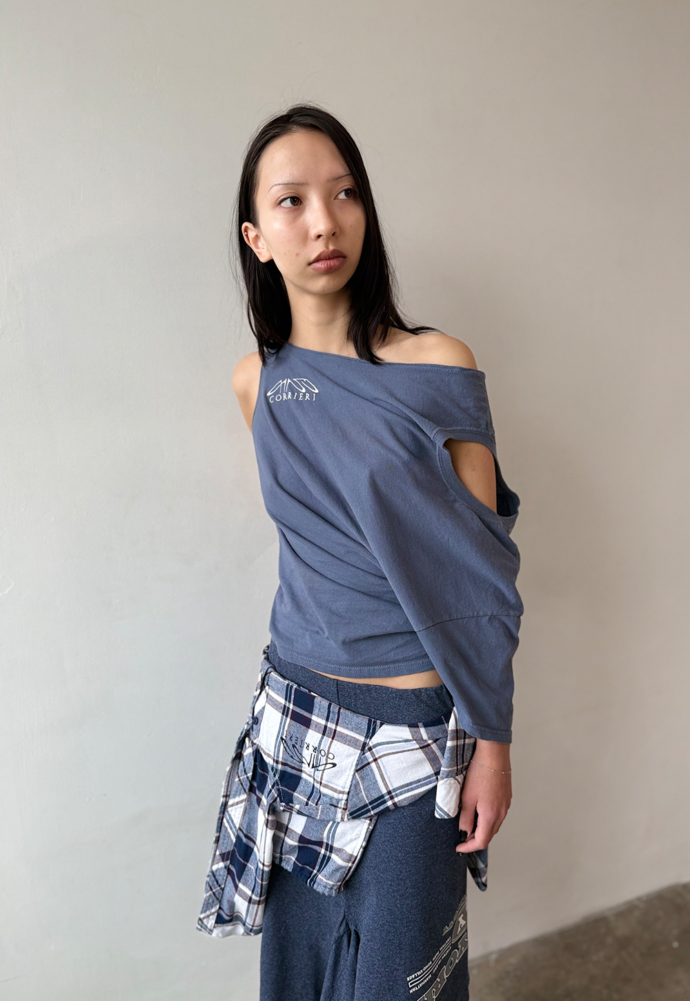 Blue/grey Shift Top - Size S
