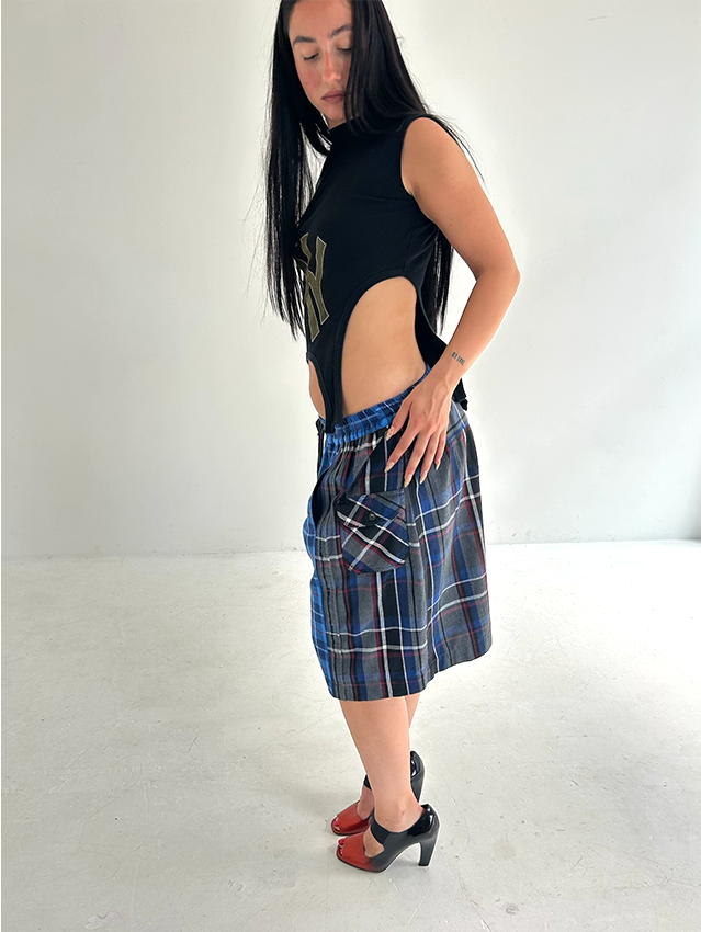 Blues/Greys Check Shorts - Size S