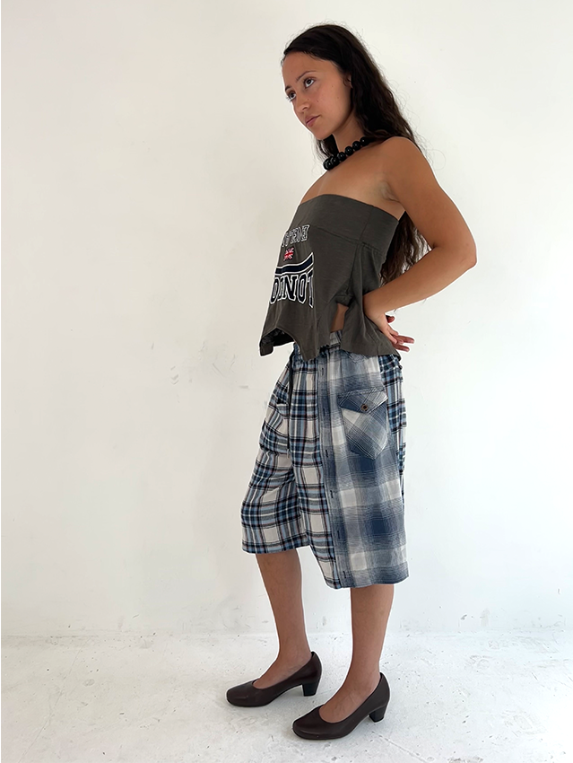 Blue/White Check Shorts - Size S