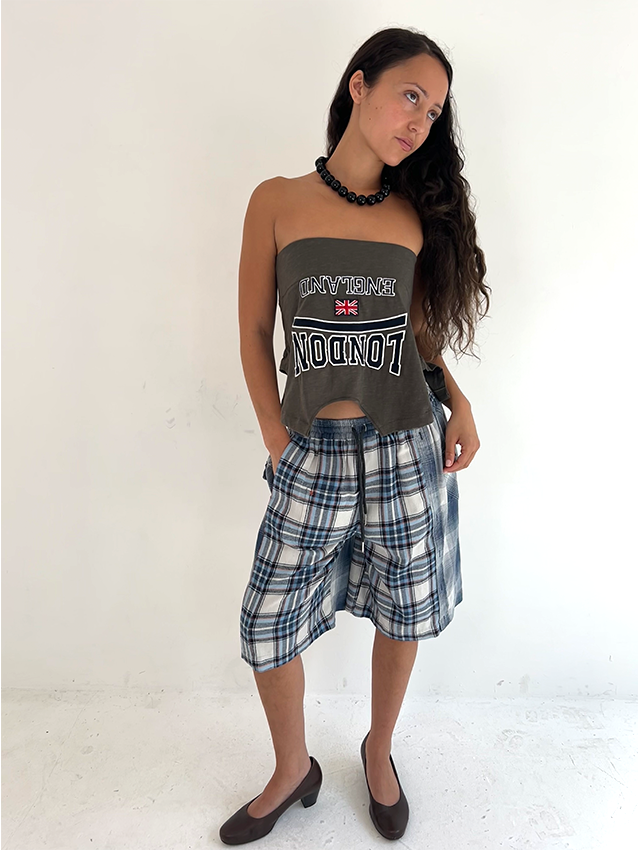 Blue/White Check Shorts - Size S