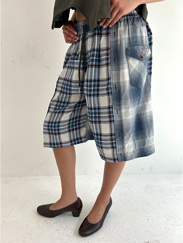Blue/White Check Shorts - Size S
