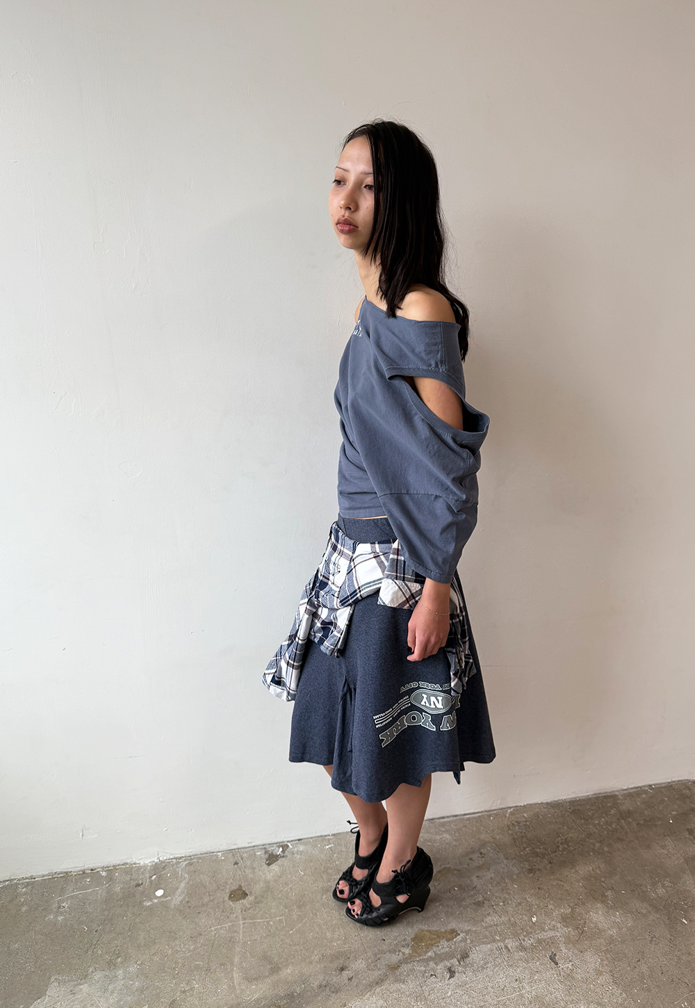 Blue/grey Shift Top - Size S