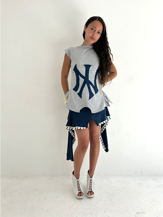 Blue/white LS Mini T-skirt - Size XS