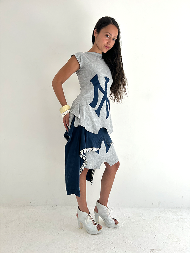 Blue/white LS Mini T-skirt - Size XS