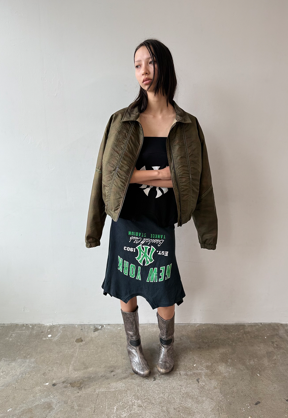 Green Text NY T-skirt - Size S