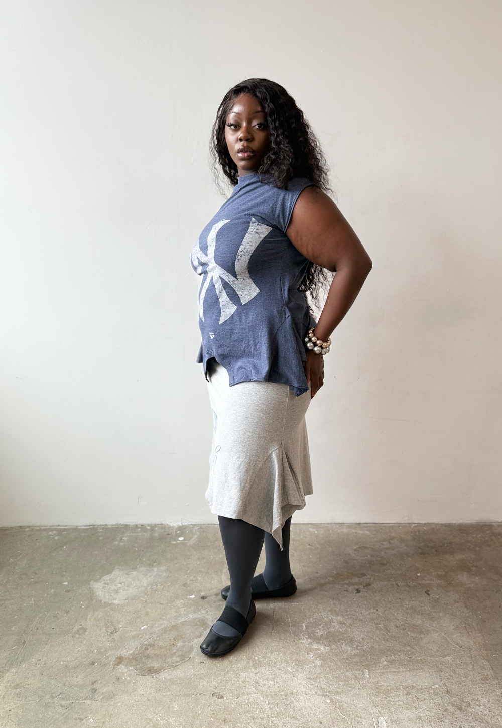 Grey Faded Yankees T-skirt - Size XL