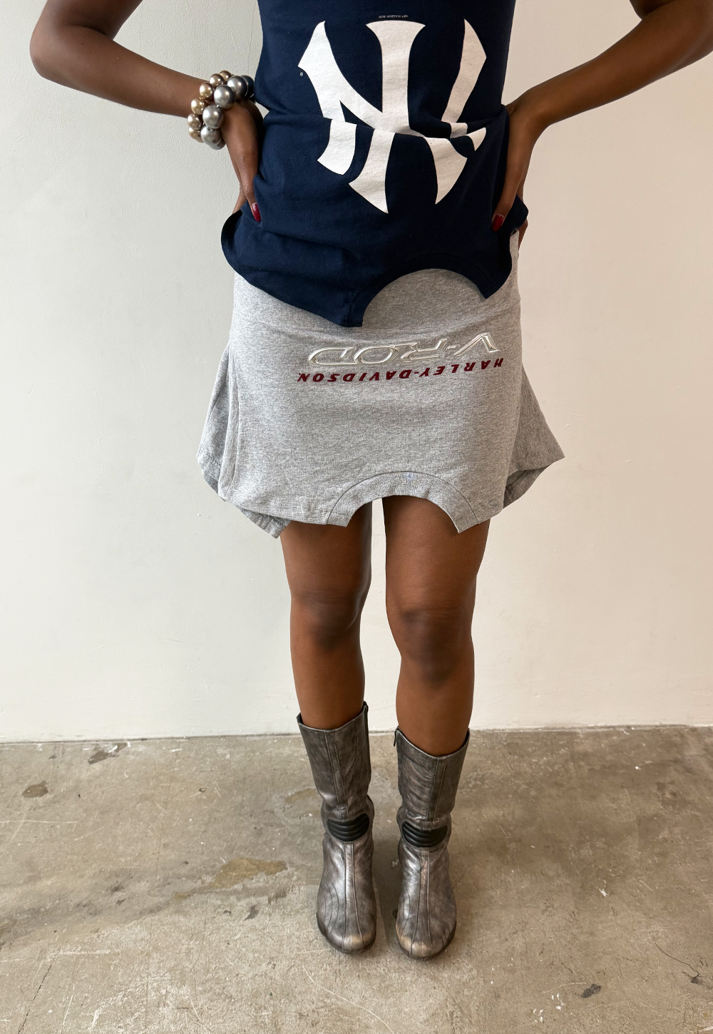 Grey/silver Harley Davidson Mini T-skirt - Size M