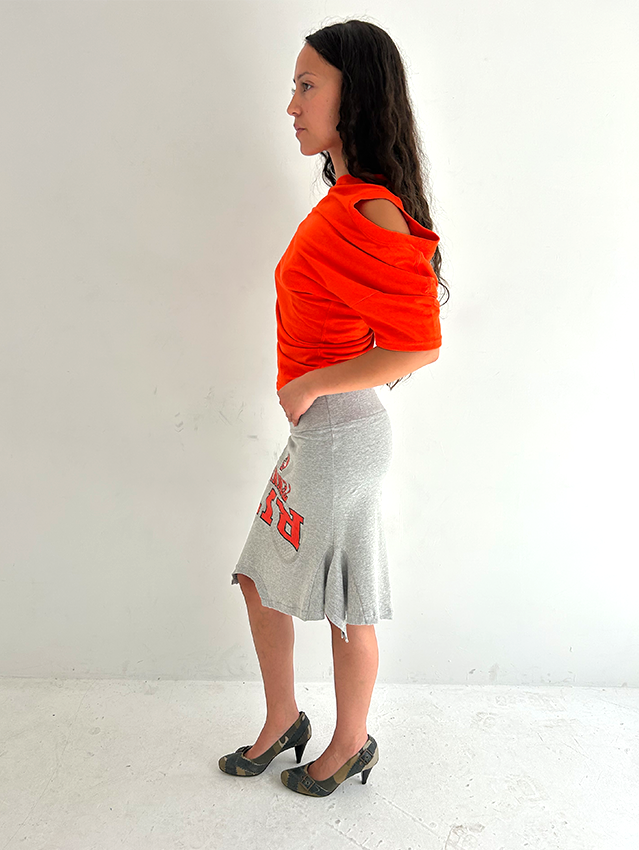 Grey/orange T-skirt - Size S