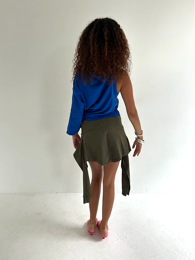 Khaki L/Sleeve Mini T-skirt - Size M