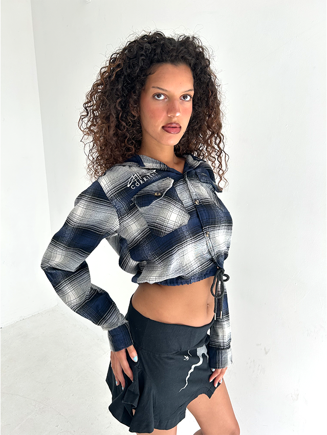 Navy/black Check Hoodie - Size M