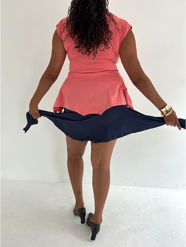 Navy Cowboys L/Sleeve Mini T-skirt - Size L