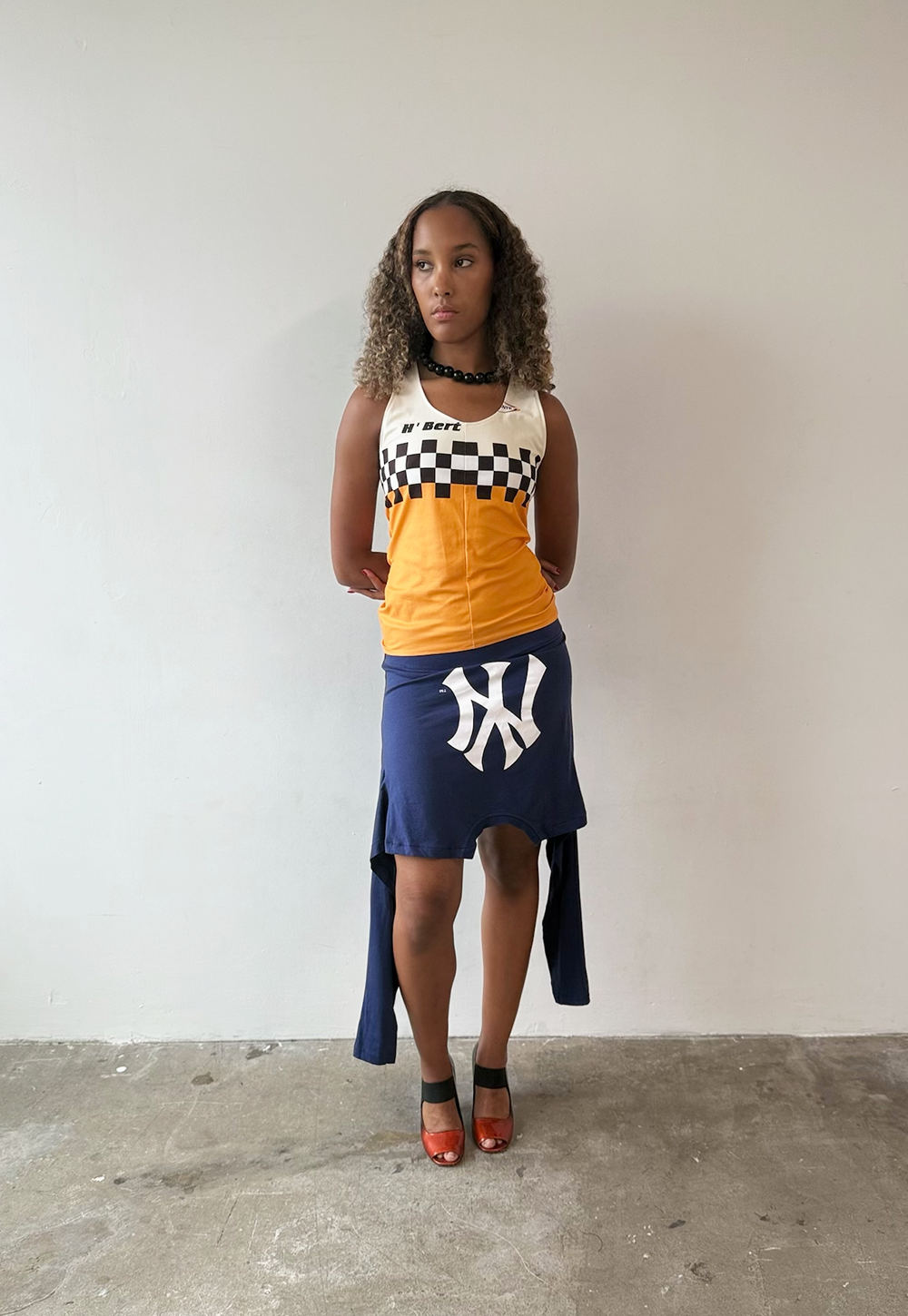 Navy NY L/Sleeve T-skirt - Size M