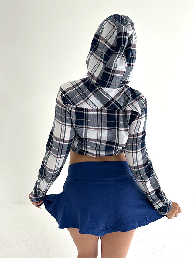 Navy/white Check Hoodie - Size S