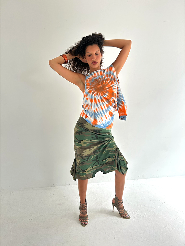 Orange/blue Tie-dye Shift Top - Size M