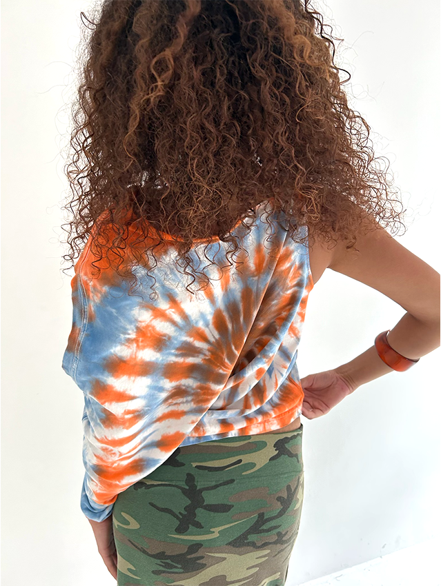 Orange/blue Tie-dye Shift Top - Size M