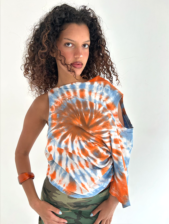 Orange/blue Tie-dye Shift Top - Size M