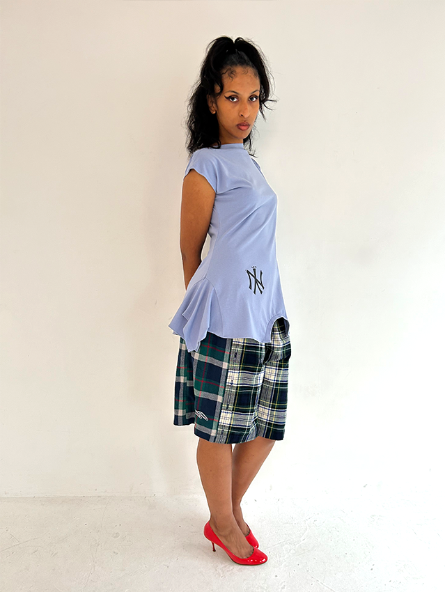 Blue/Green Check Shorts - Size M