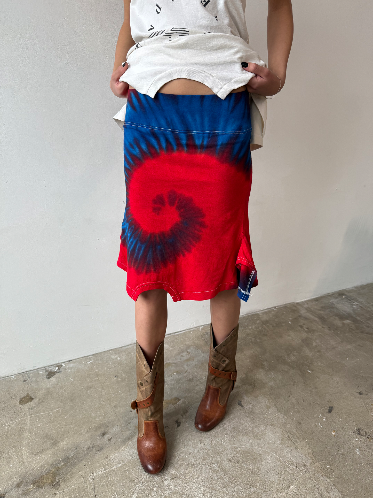 Red Tie-Dye Swirl T-skirt - Size XS