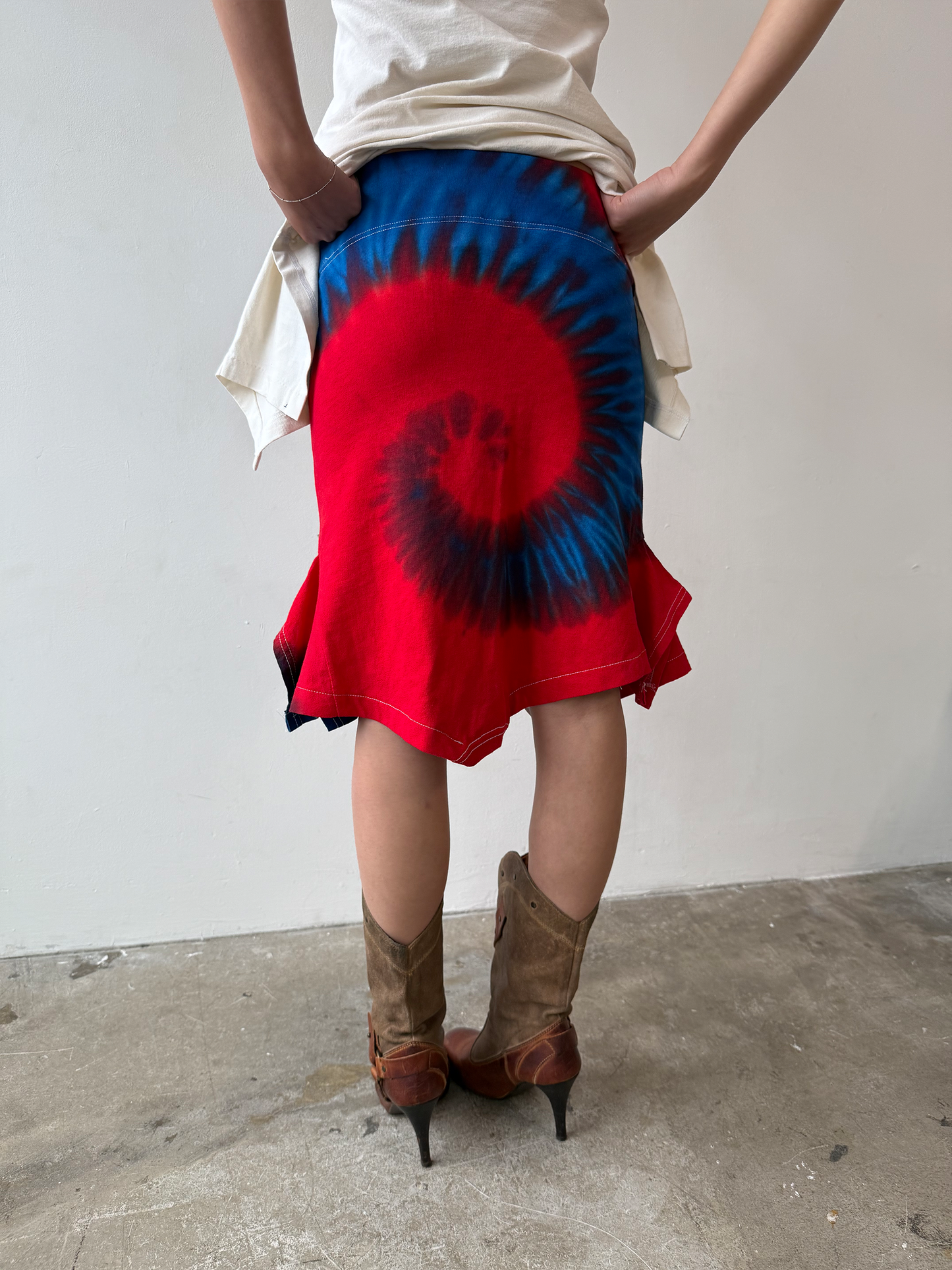 Red Tie-Dye Swirl T-skirt - Size XS