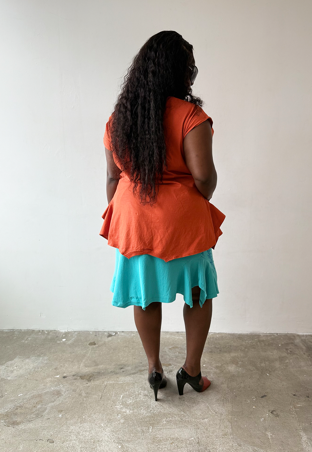 Turquoise Swirl T-skirt - Size XXL