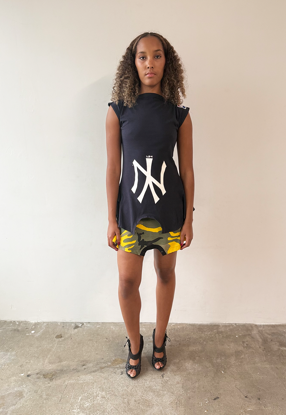 Yellow Camo Mini T-Skirt - Size S