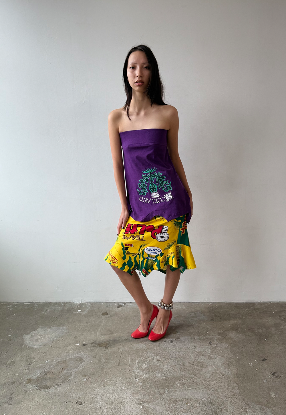 Yellow/Green Stripe Racer Skirt - Size S