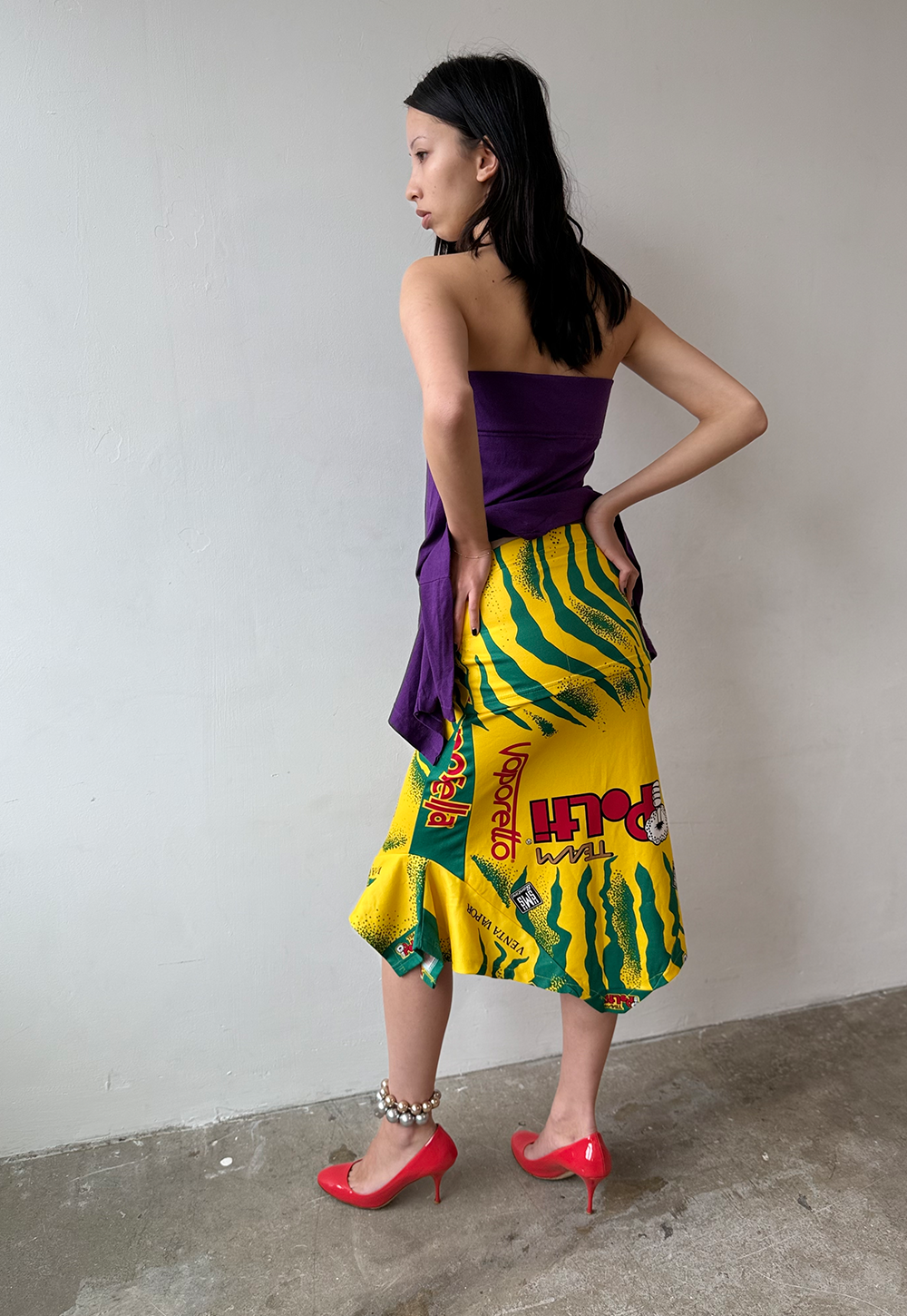 Yellow/Green Stripe Racer Skirt - Size S