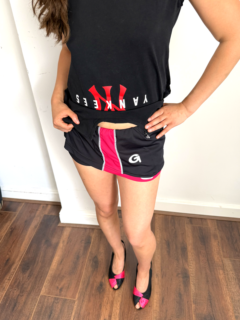 Black & Pink Racer Mini Skort - Size S