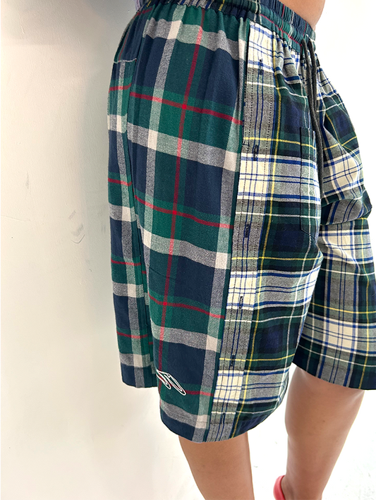 Blue/Green Check Shorts - Size M