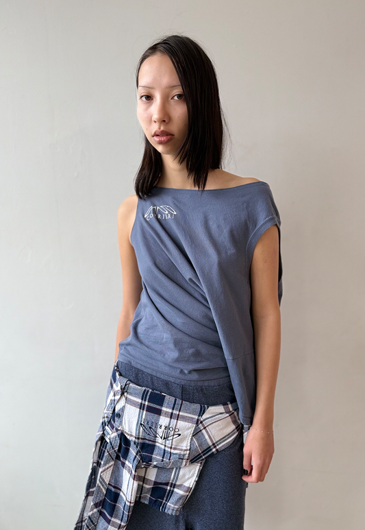 Blue/grey Shift Top - Size S