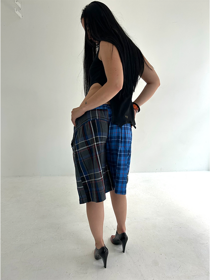 Blues/Greys Check Shorts - Size S