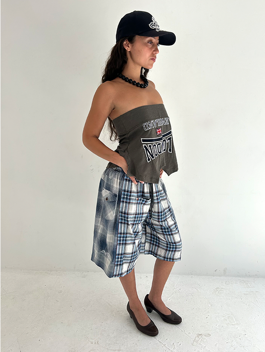 Blue/White Check Shorts - Size S