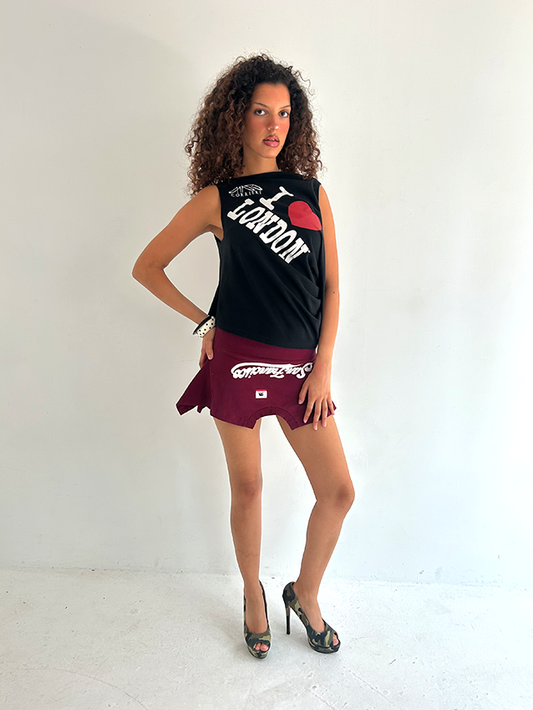Burgundy San Fran Mini T-Skirt - Size S