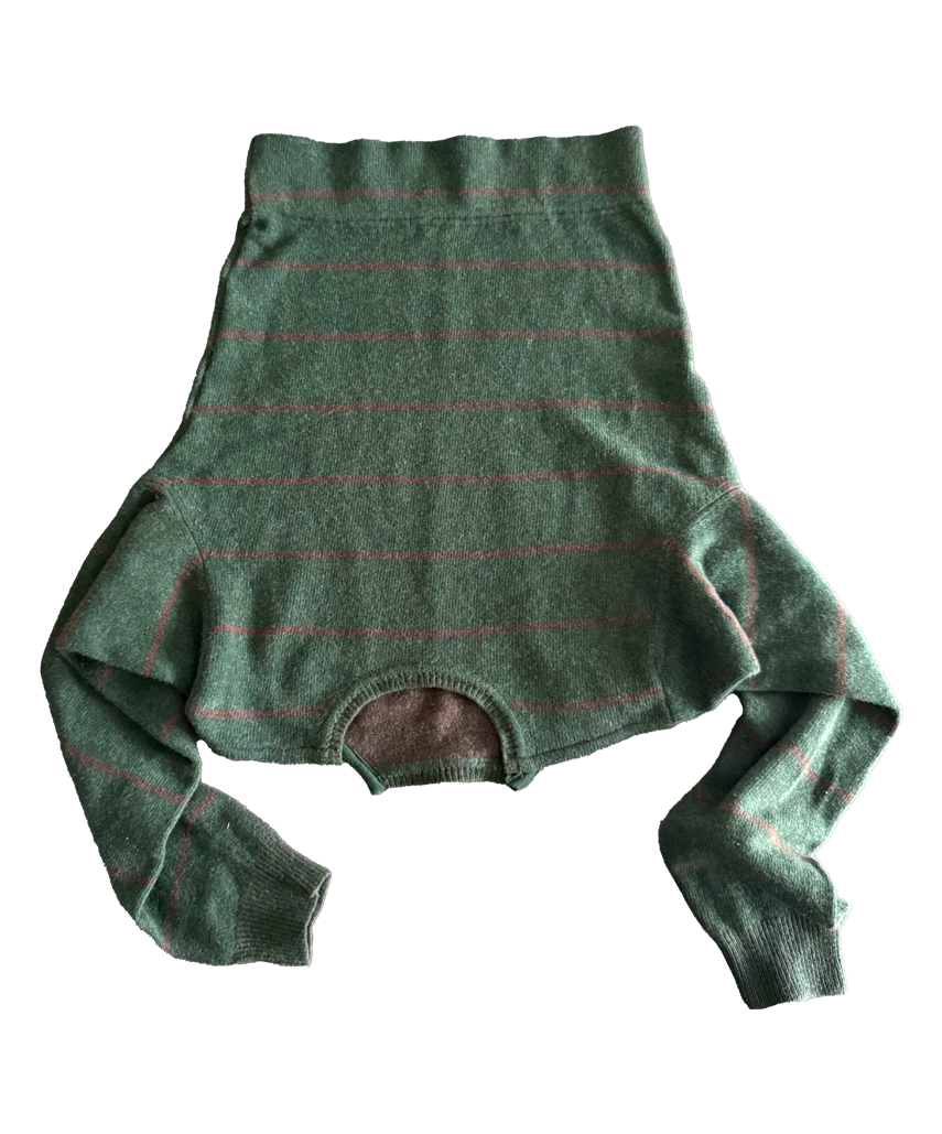 Dark Green/stripe Knit Skirt - Size S/M