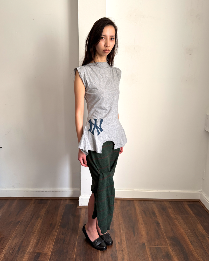 Dark Green/stripe Knit Skirt - Size S/M
