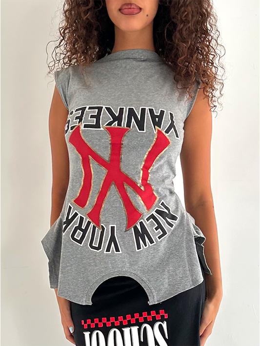 Grey/ Red NY 180 Top - Size S