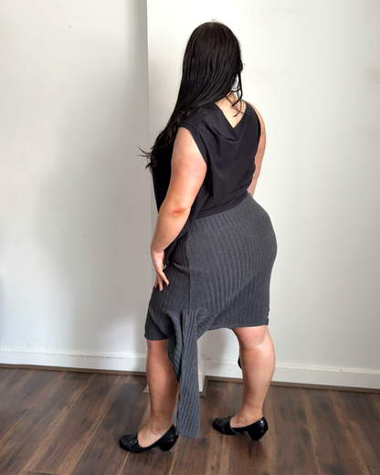 Grey Rib Knit Skirt - Size XL