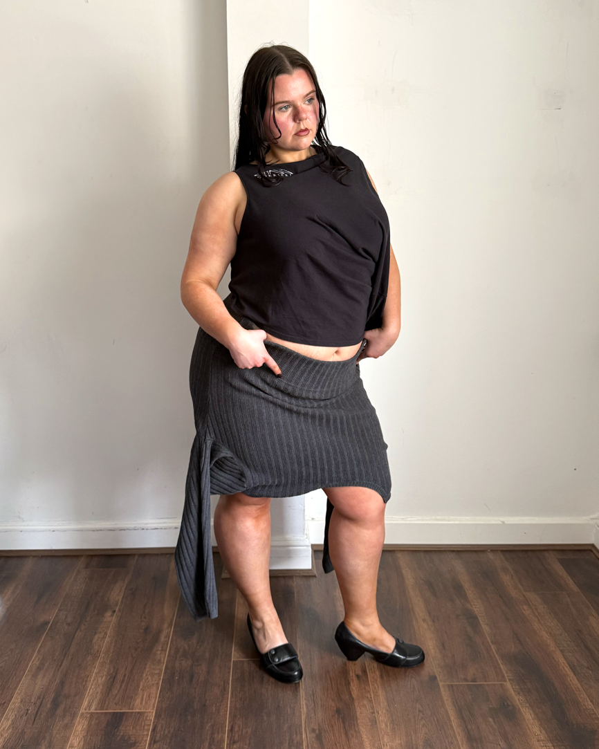 Grey Rib Knit Skirt - Size XL