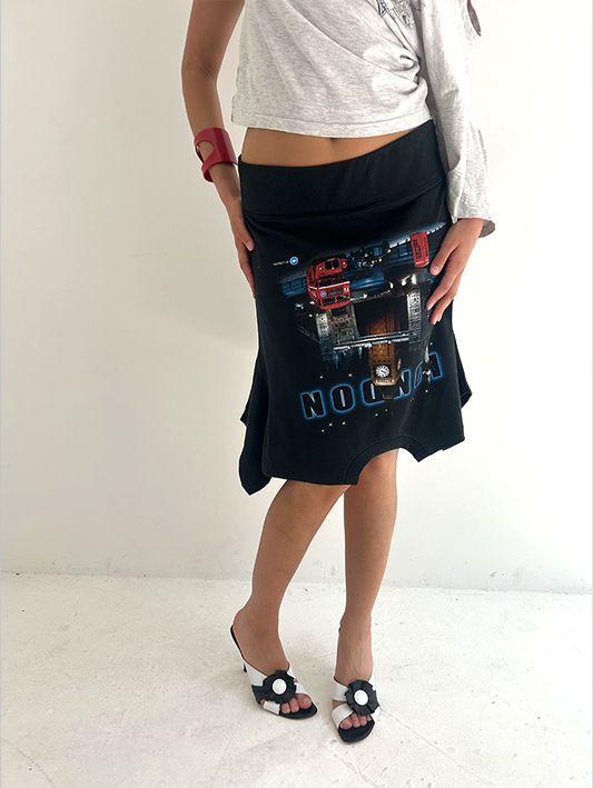 Black London Print T-Skirt - Size M