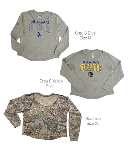 Printed Reverse Long Sleeve Tops