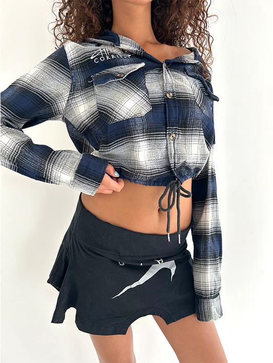 Navy/black Check Hoodie - Size M