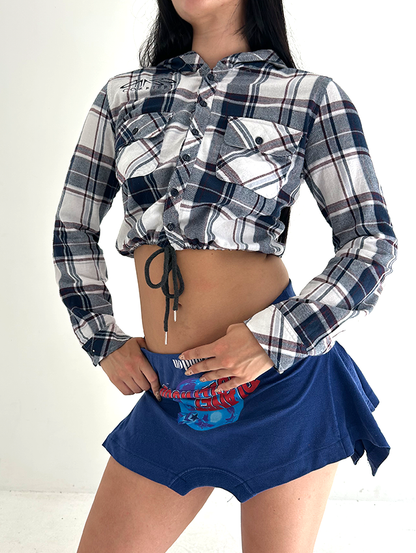 Navy/white Check Hoodie - Size S