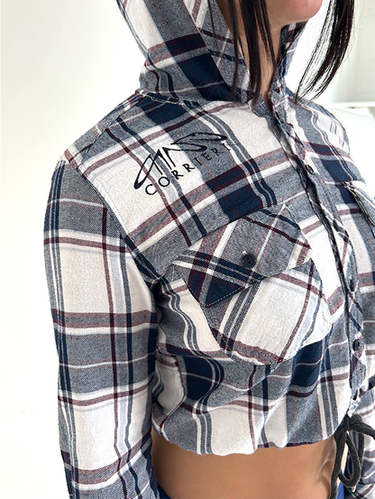 Navy/white Check Hoodie - Size S