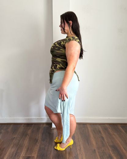 Mint Blue Knit Skirt - Size L/XL