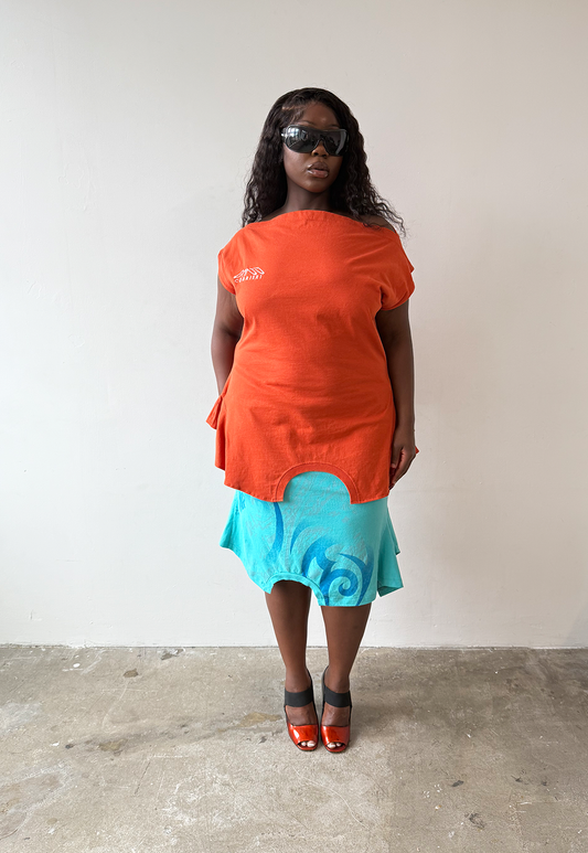 Turquoise Swirl T-skirt - Size XXL